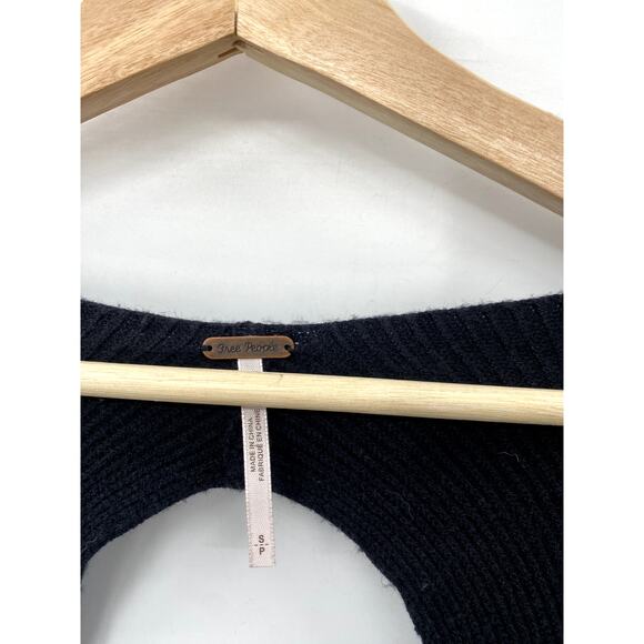 Free people black open back ribbed sweater - Picture 3 of 4